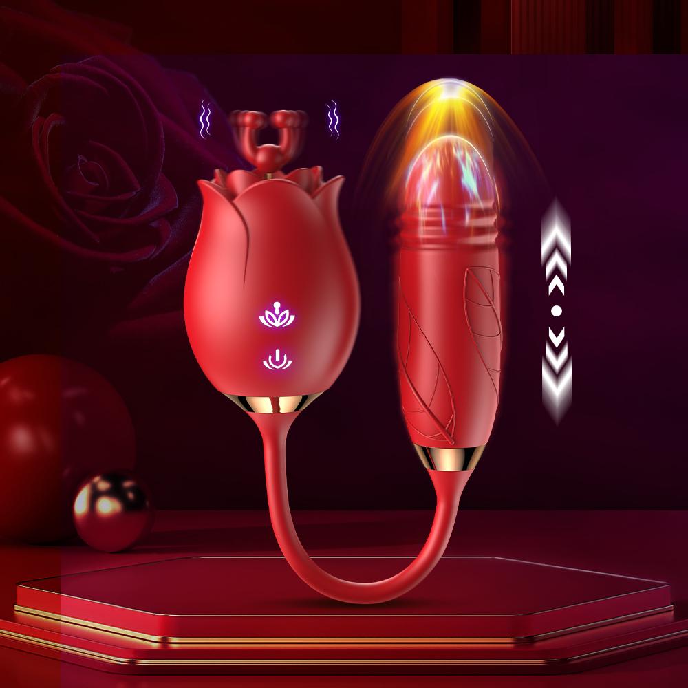  Adult Sex Toys With 10 Speeds Vibrator Dildo Thrusting Rose Vibrator For Nipple Clitoral G Spot Stimulation Anal Butt Plug