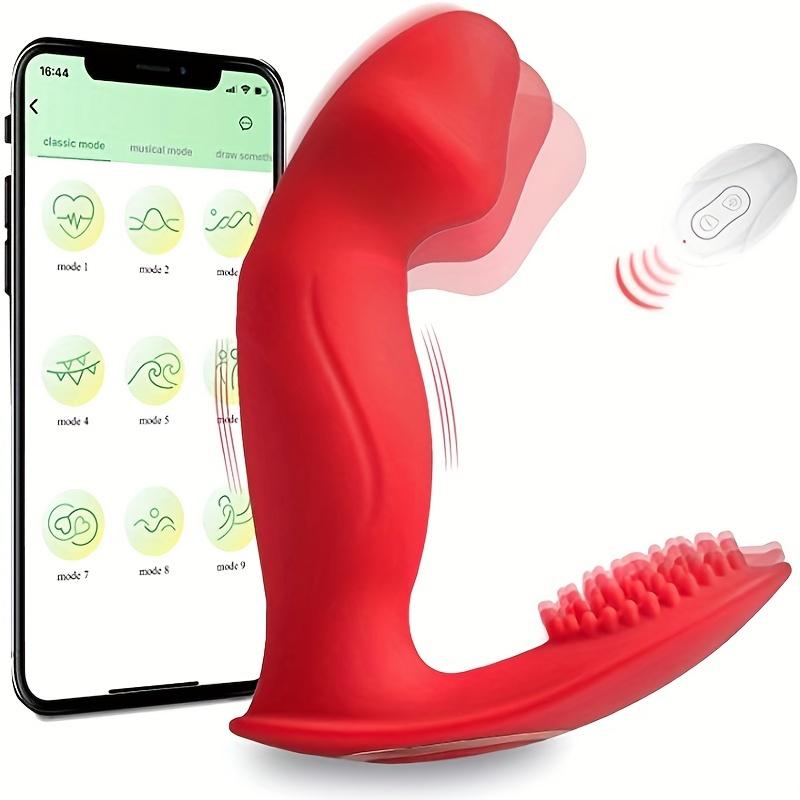 App Control Wearable Sex Toy Rose Flower Clitoral Stimulation 10 Thrusting Vibrating G Spot Vaginal Vibration For Women