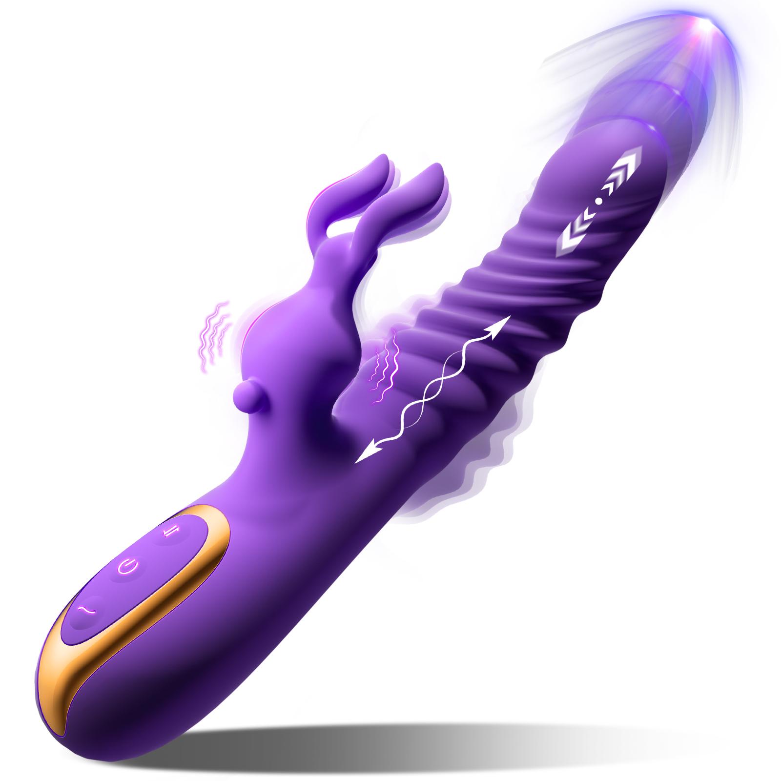  Realistic Handheld Massage Clitoris G Spot Stimulator Masturbation 3 In 1 Thrusting Peristaltic Rabbit Vibrators For Women