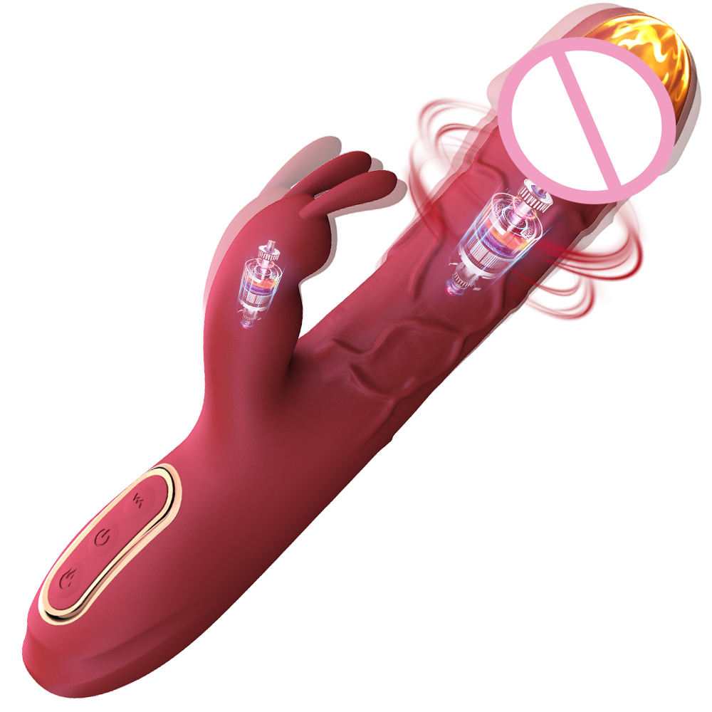  Wholesale Double Clitoral Stimulus G-spot Heating Rabbit Flapping Clitoralis Vibrator Sex Toys For Women