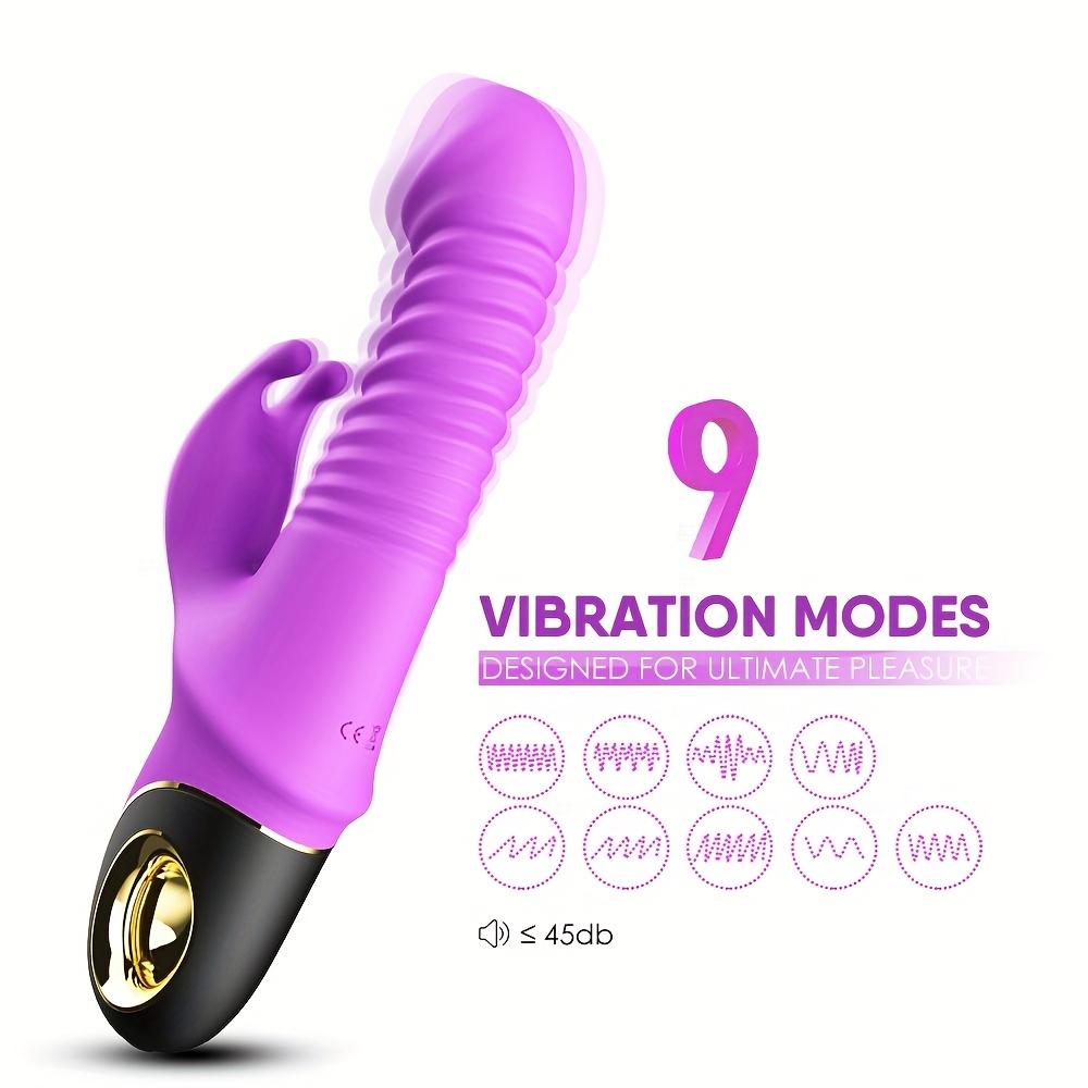 Dual Rabbit Bunny Ears Realistic Silicone Dildo Thrusting Vibrating G Spot Clitoral Stimulation Vibrator Adult Sex Toys