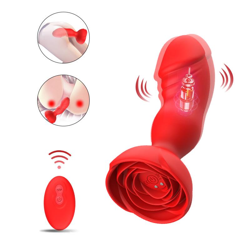  App Remote Control Silicone Anal Plug Massager Female Pussy G Spot Stimulator Rose Vibrator For Women