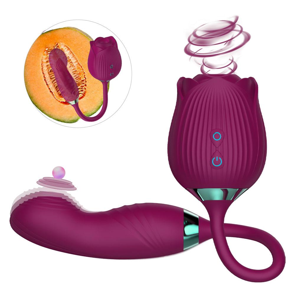 2 In 1 Sex Toys Women Vibrator Female Clitoris Breast Massager Sucking Silicone Rose Petal Vibrator