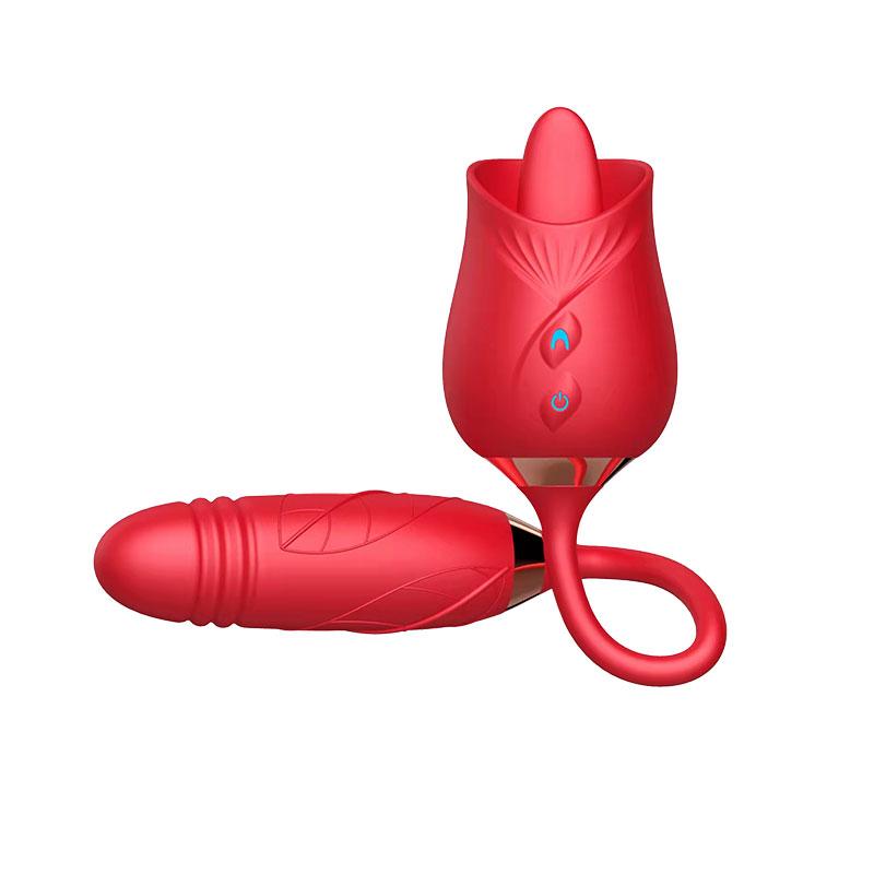 Hot Sale 2 In 1 Sucking Waterproof Silicone Clit Rose Vibrator Sex Box Rose Vibrator