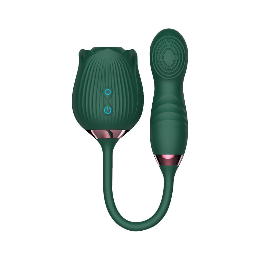 2 In 1 Rose Flower Double Headed Egg Jumping Sucking Low Price Rose Vibrator For Women