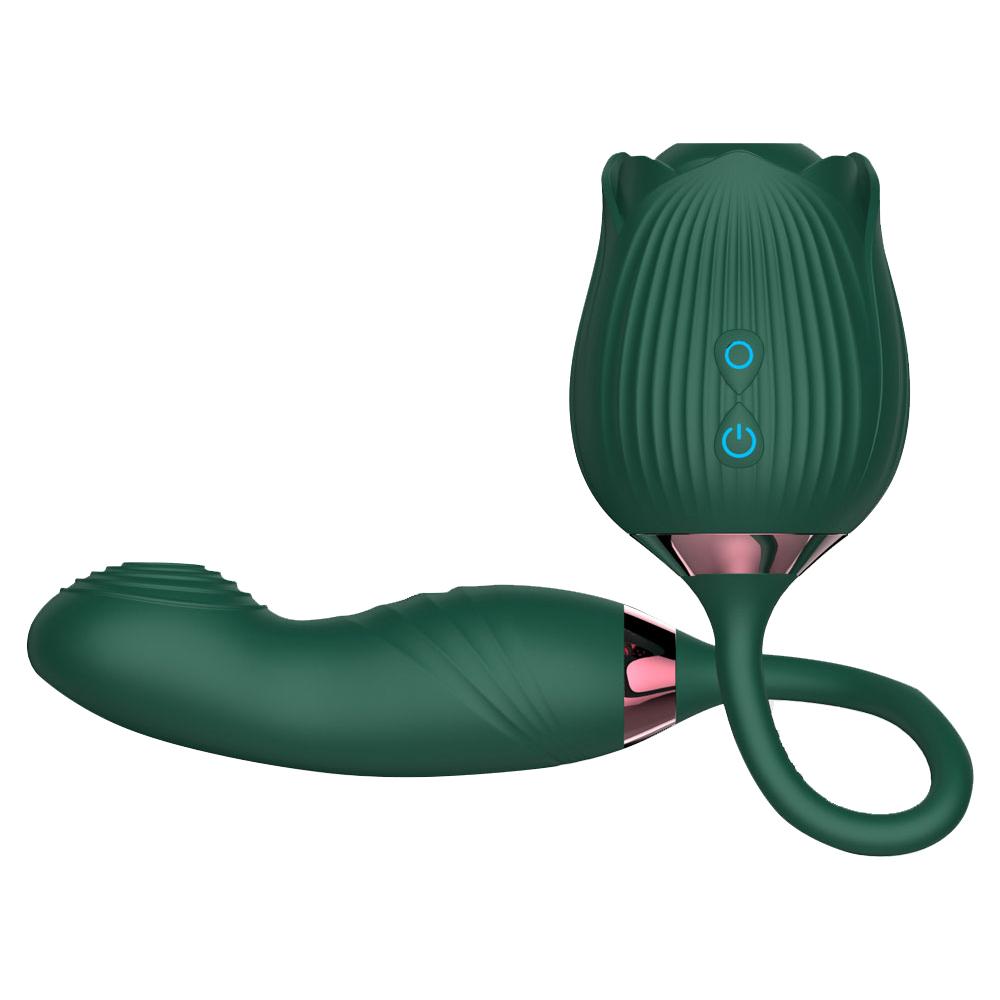 2 In 1 Rose Vibrator Suction Tongue Vibrant Licker Rose Clitoral Shape