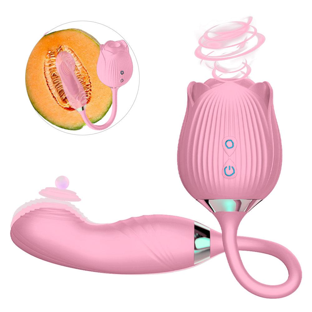 Rose Petal Shaped Silicone Dildo Licking Suction Clitoral Bud Clitoral Sucking Vibrator Rose