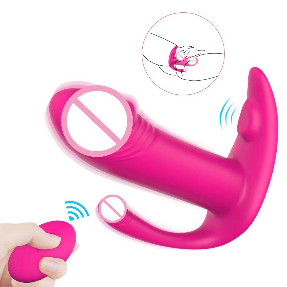 Medical Silicone Usb Charge Remote Control Wearable Butterfly Dildo Vibrator For Virgin Female