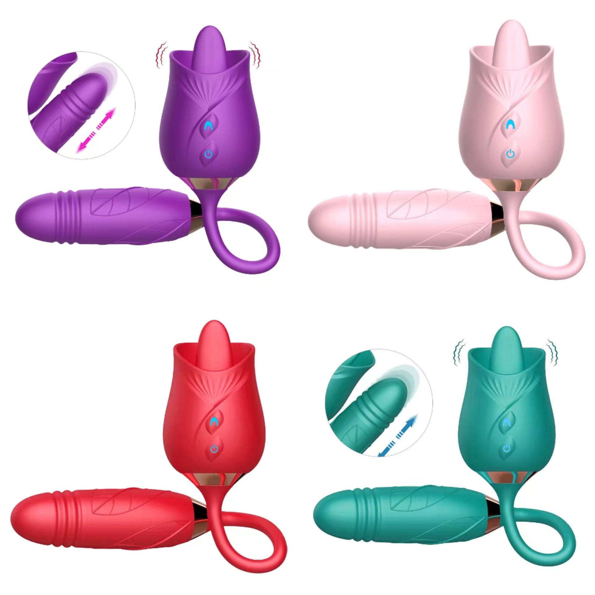 Hot Sale Vibrator Rose Shaped Rose Tongue Vibrator Sucker Rose Vibrator Sex Toy
