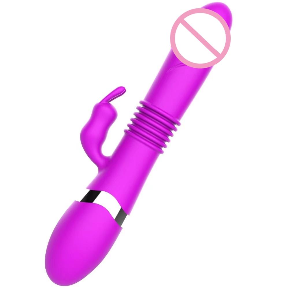 100% Waterproof Usb Charge Dildo With Thrusting And Vibrator For Female Masturbation Silicone Rabbit Vibrator