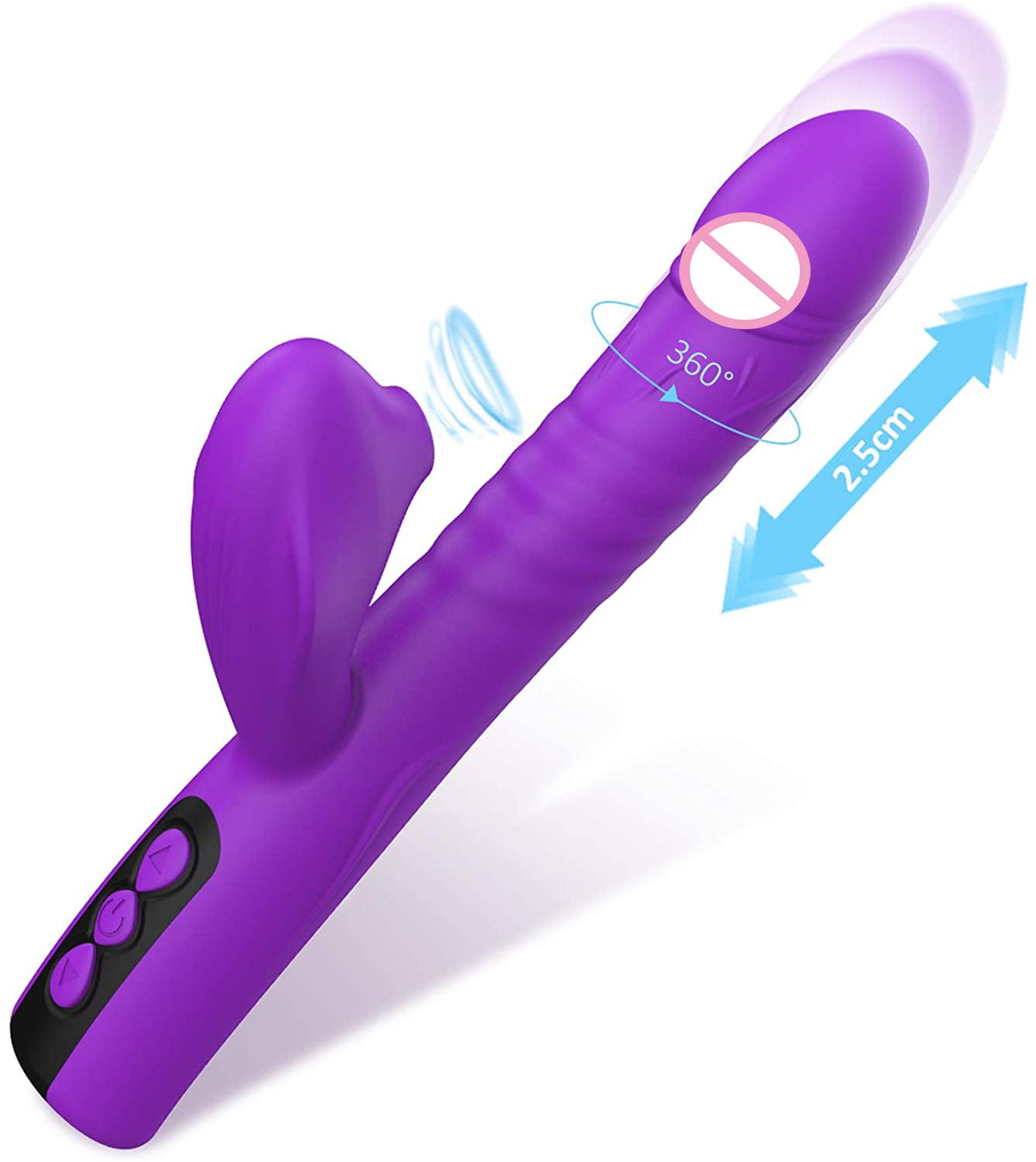 New Adult Automatic Telescopic Silicone Clitoris Orgasm G Spot Rabbit Vibrator Sex Toy For Women