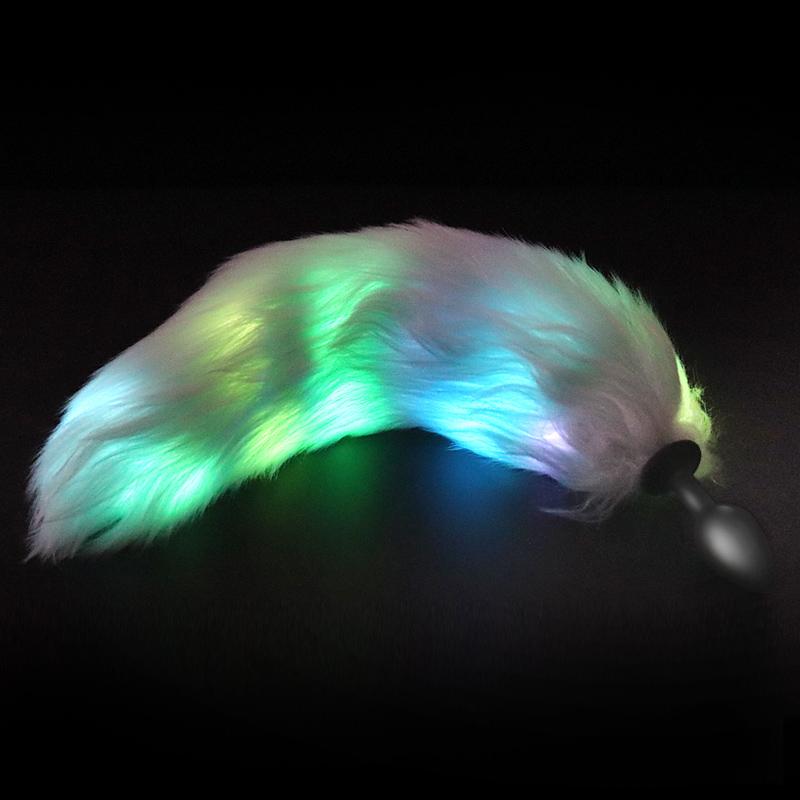 Sex Toy Colorful Long Fox Tail Butt Plug 3 Dimensions Metal Anal Plug For Male