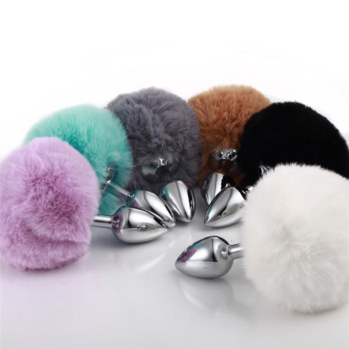 Sexy Rabbit Tail Metal Ass Plug Masturbator For Women Sex Anal Plug Tails