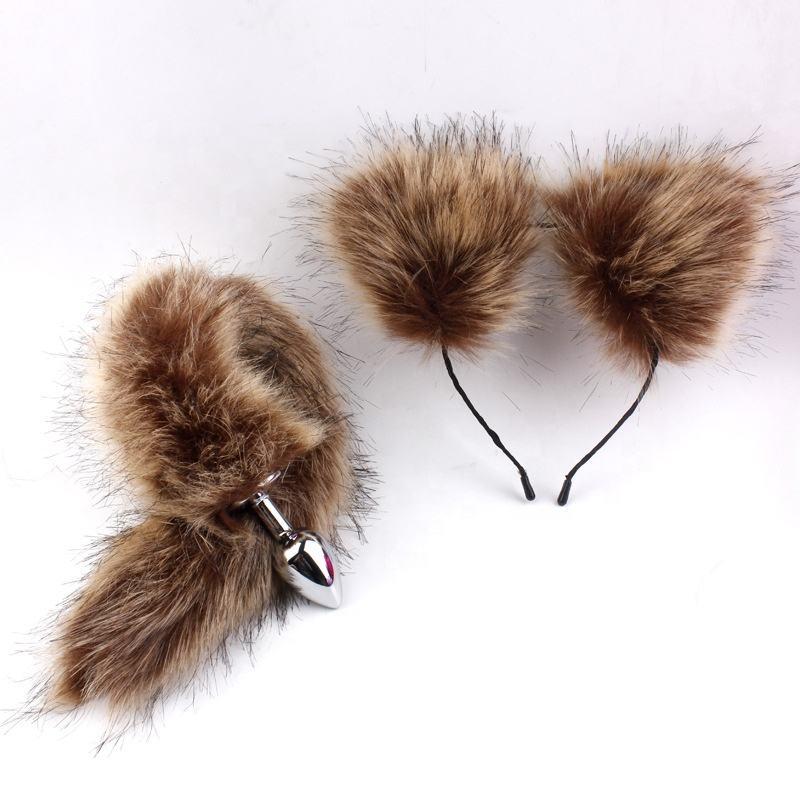 New Style Fox Tail Anal Plug Toys Anal Butt Plug Tail Anal Plug For Women Fancy Cat Kitty Costume Ear Party Hair Head Band