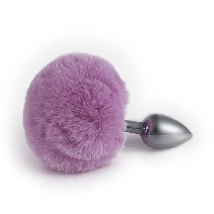 Anal Plug Bunny Round Ball Plush Anal Toy Multi Color Rabbit Tail Plush Furry Fuzzy Butt Plug Metal Anal Plug