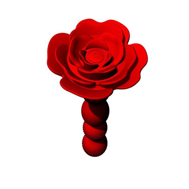 Women's Vibrating Masturbator Remote Control Rose Shaped Silicone Anal Plug