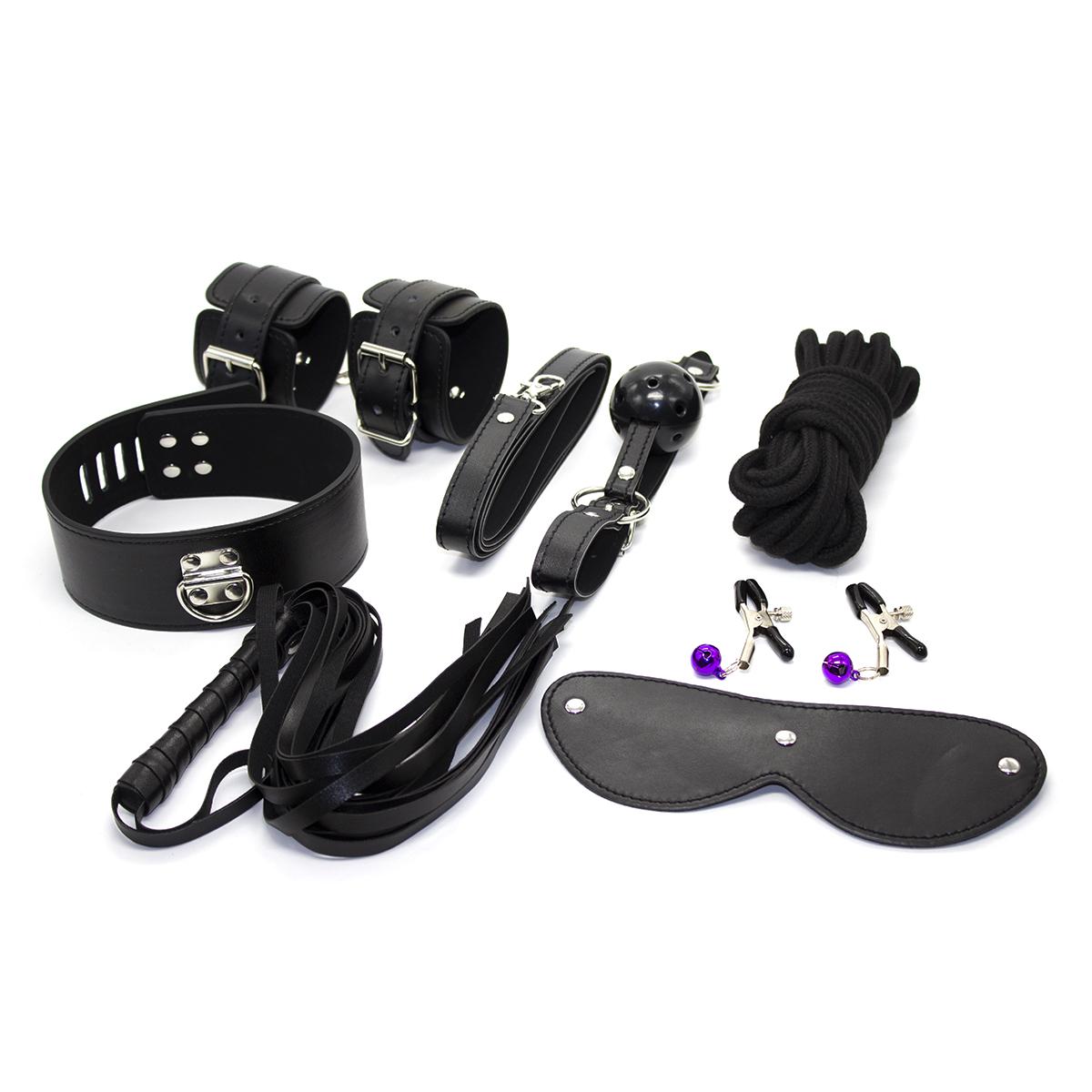 Sm Game 7sets Adult Handcuffs Ball Whip Kit Bondage Set Couple Sm Sex Toys