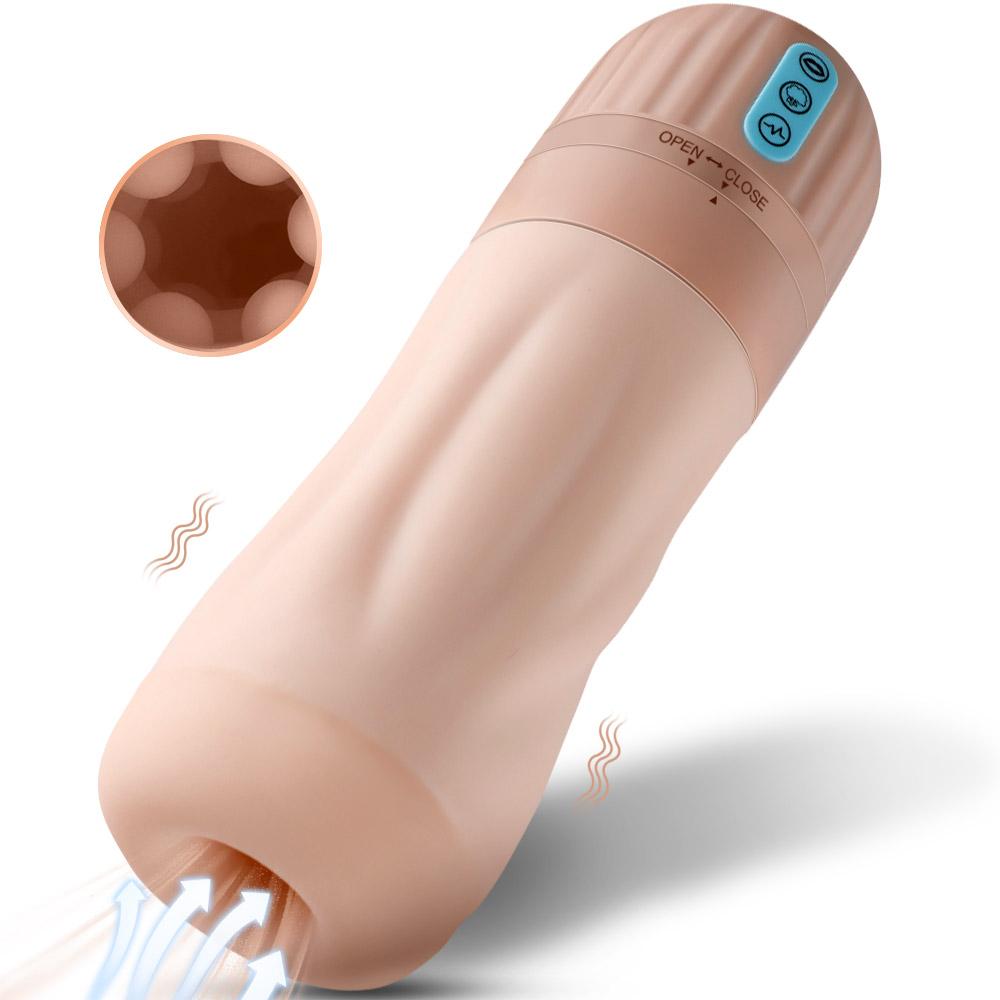  Realistic Sucking And Vibrating Pussy Stroker Dual Hardnesses Material Sex Toy For Masturbation