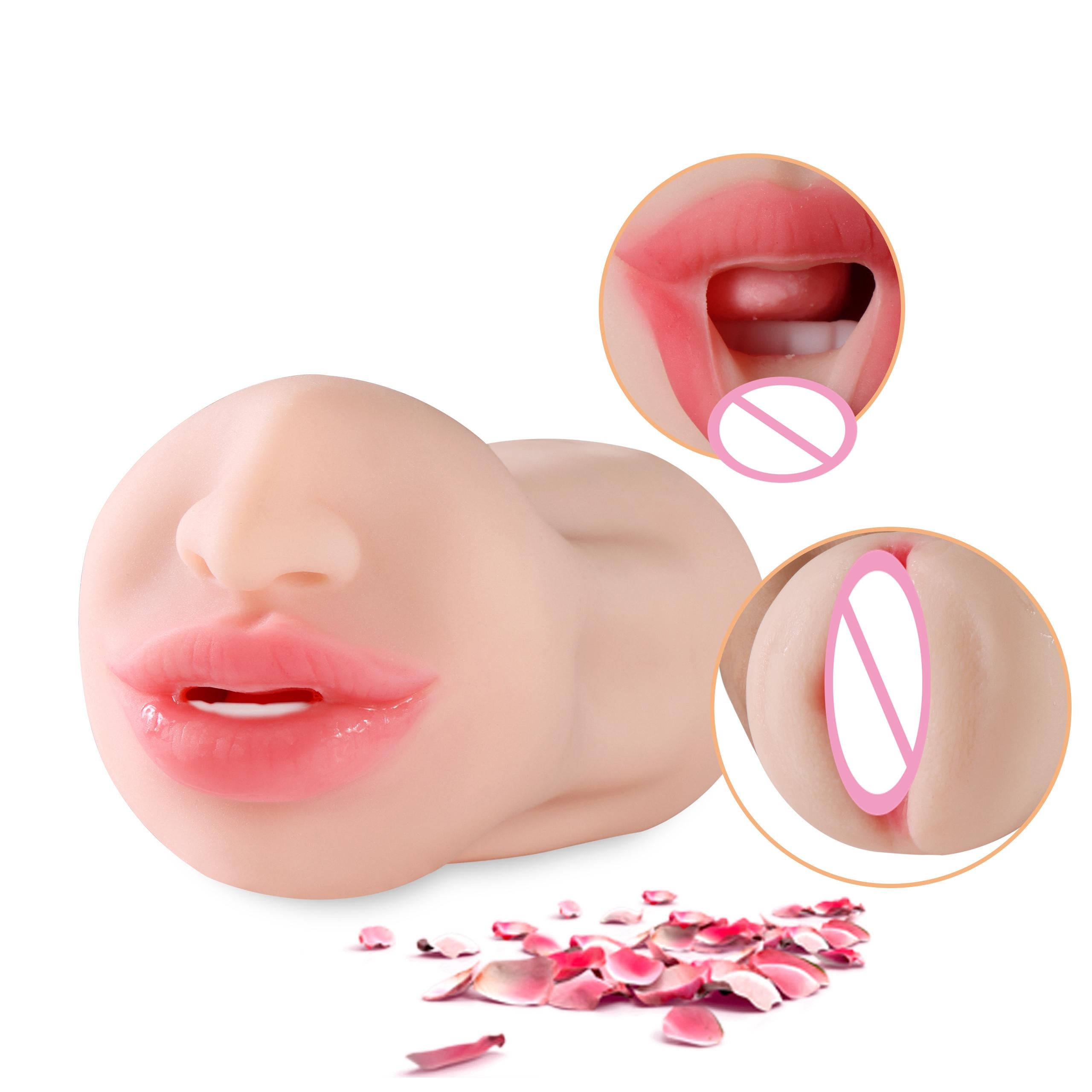  Dual-end Pussy Cup Men Penis Exciting Lustful Squeezing Soft Vagina Oral Sex Toys Masturbator 2 In 1