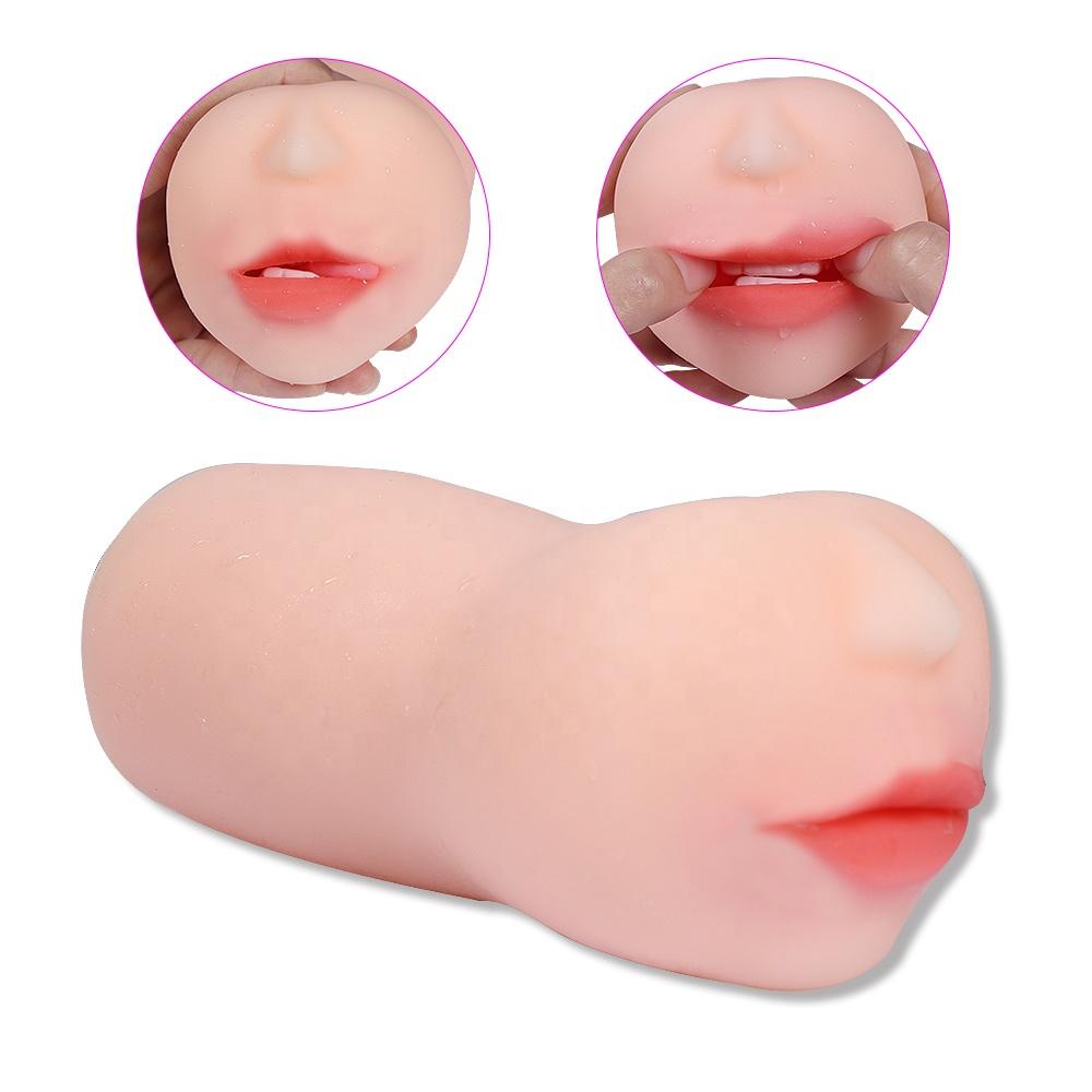  Lifelike Women&#39;s Half Face Delicate Mouth With Teeth Masturbator For Male Oral Sex Toy Seductive.