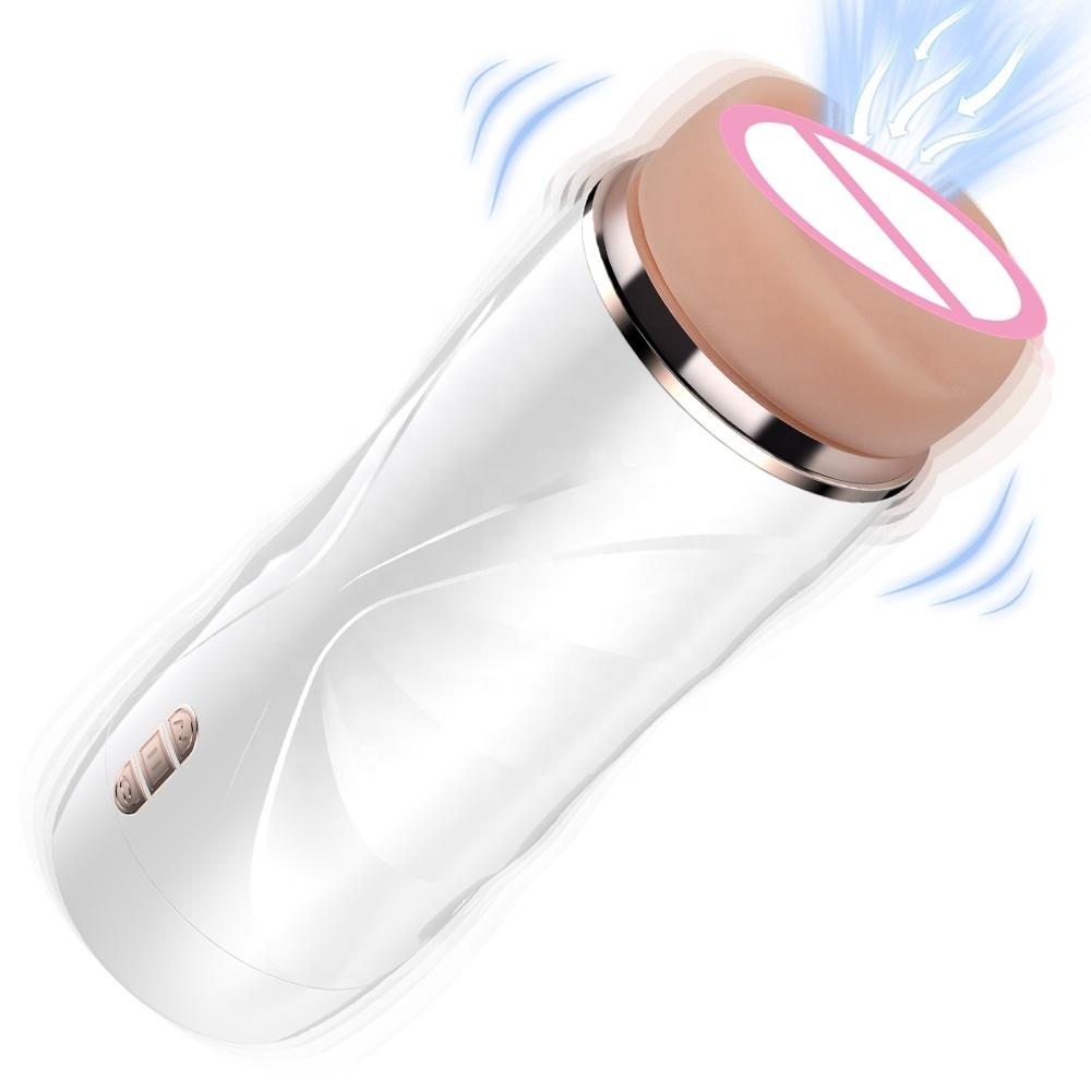  Male Sexual Exciting Penis Plug Airplane Cup Realistic Pussy Suction &amp; Vibration Masturbator Wholesale