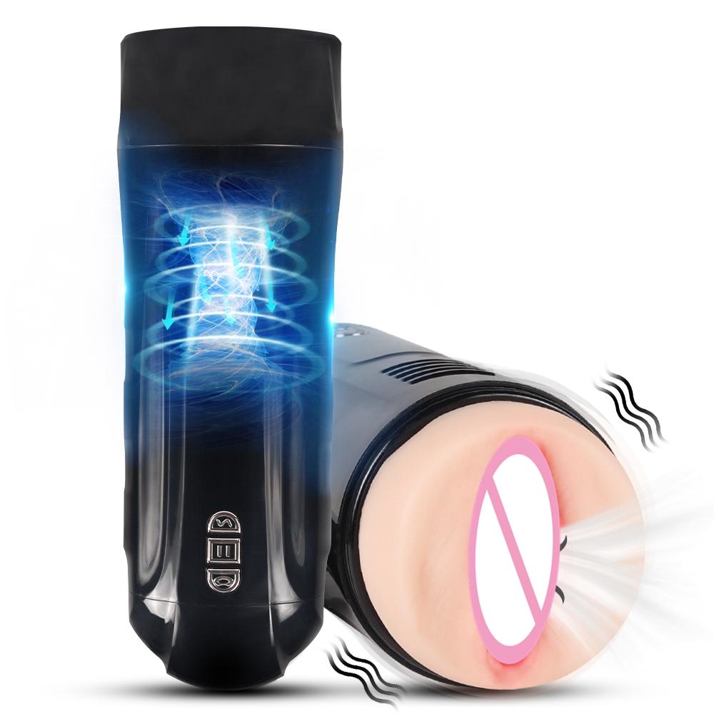  Sex Toys Black Cup Penis Stimulation Lifelike Auto Vibration Masturbator Strong Electric Suction