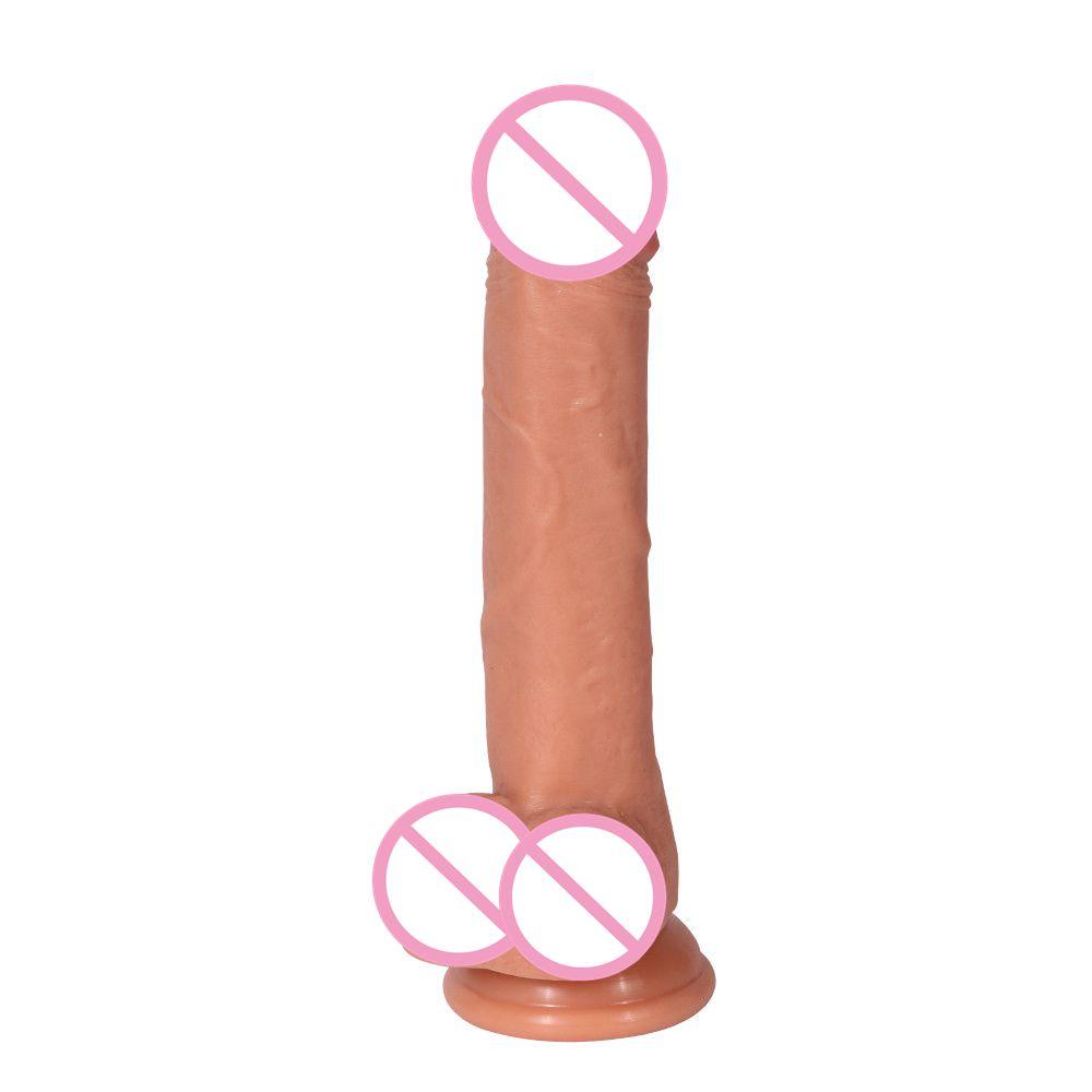 Soft Real Big Skin Long Hard Flexible Double Layer Silicone Dildo With Realistic Dildos Torse Full Shaped Balls Suction Cup