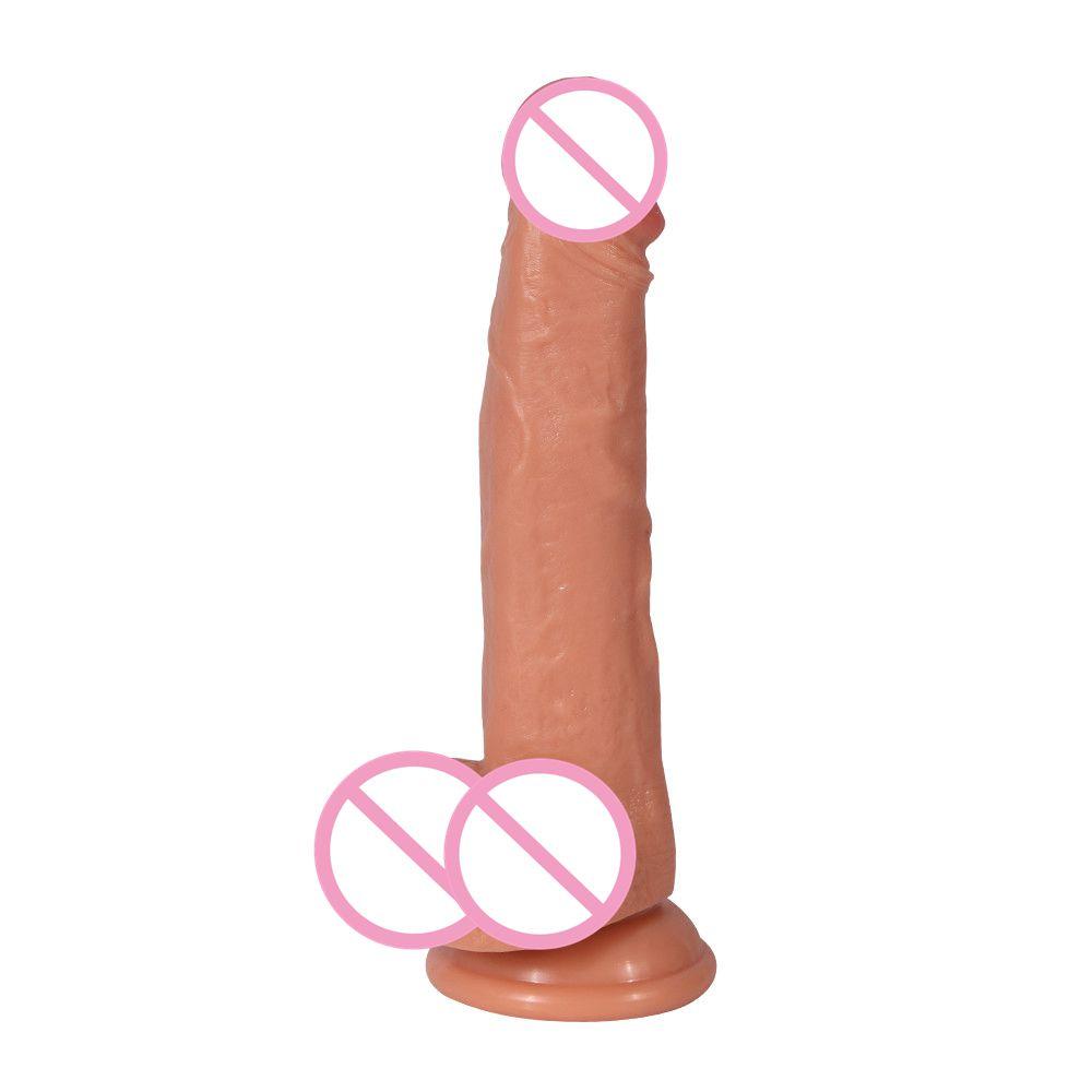 Real Skin Long Hard Flexible Double Layer Silicone Dildo With Realistic Dildos Huge Soft Big Full Shaped Balls Suction Cup