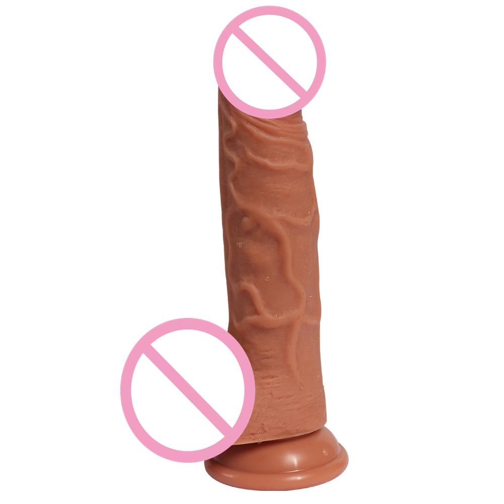  Realistic Dildos Real Skin With Full Shaped Balls And Suction Cup Soft And Hard Long Flexible Double Layer Silicone Dildo