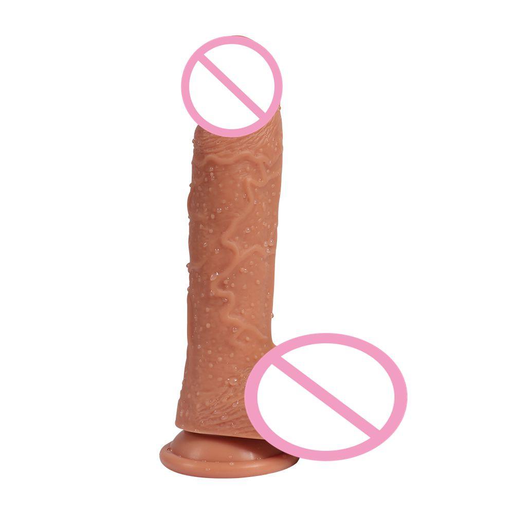  Realistic Hard Long Dildos Real Skin With Full Shaped Balls And Suction Cup Soft And Flexible Double Layer Silicone Dildo