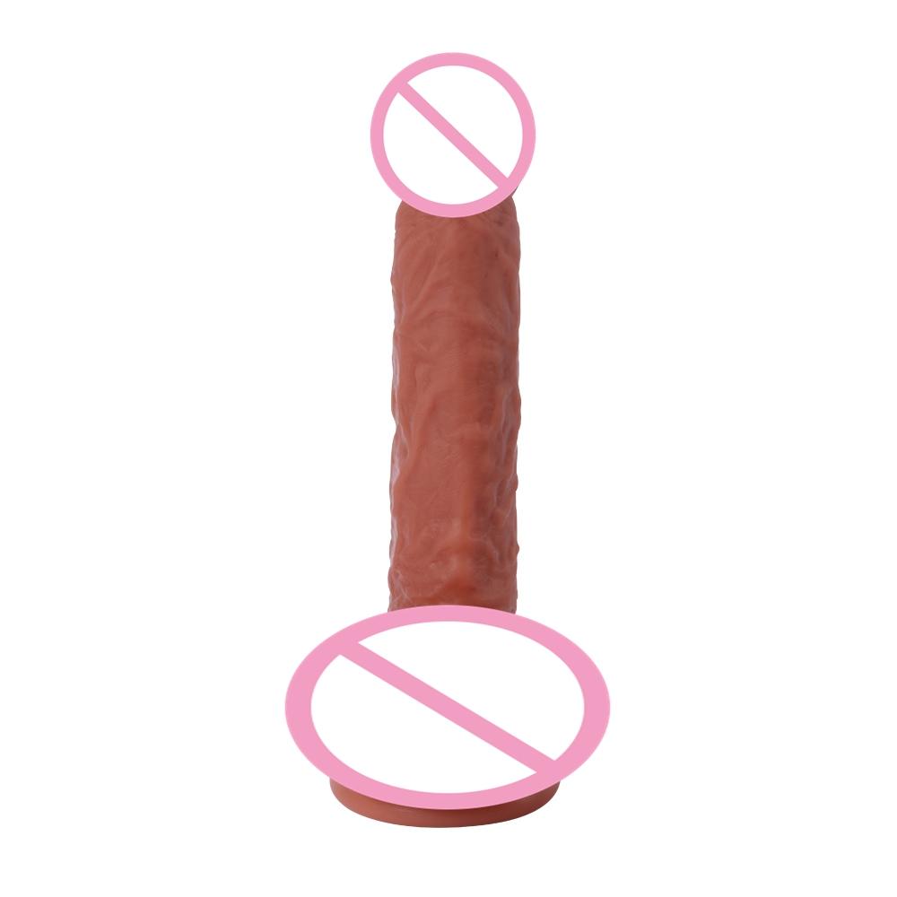 Realistic Long Dildos Real Skin With Full Shaped Balls And Suction Cup Soft And Flexible Double Layer Silicone Dildo