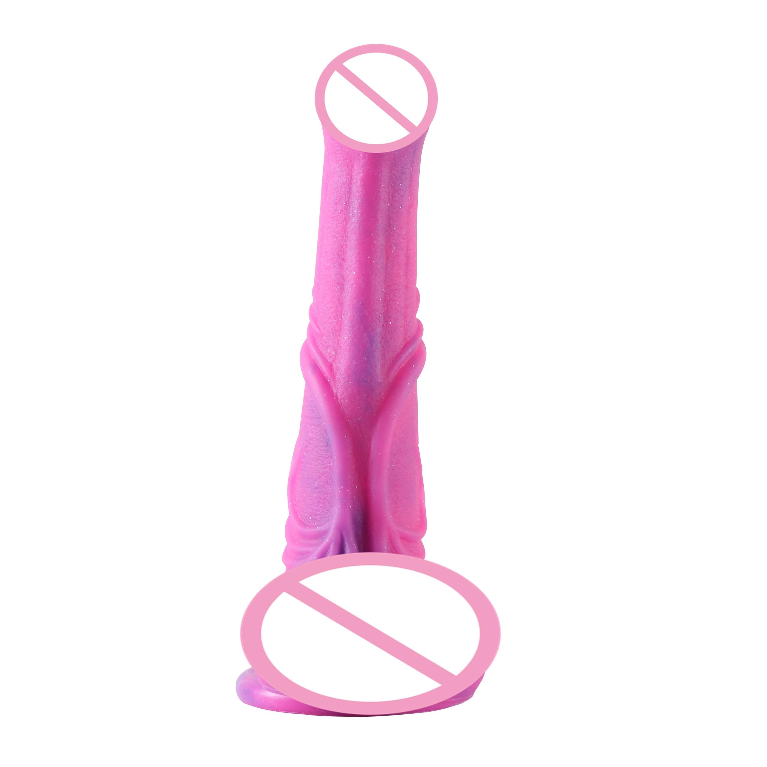  Unconventional Dildo Cool Penis Bright Pink Color For Lustful Masturbation Hands-free Play