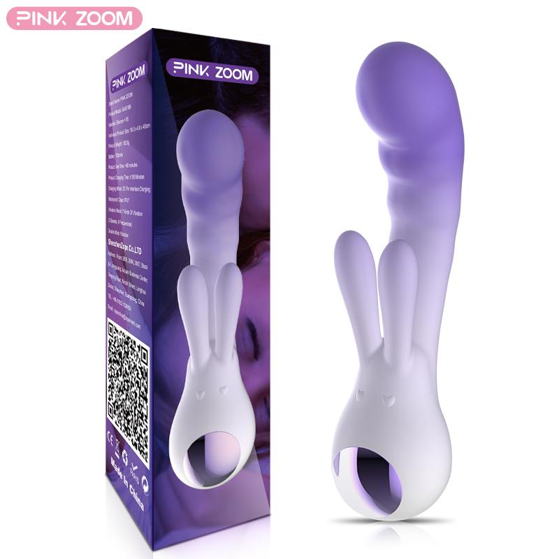 Pinkzoom New Dual Motor Adult Sex Toys Women Female Erotic G Spot Clitors Rabbit Vibrator