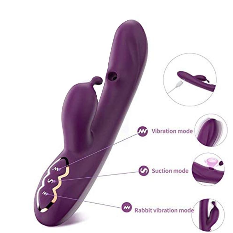2 In 1 Sucking Rabbit Vibrating Thrusting Sex Toy For Women Female Massage Vagina G Spot Adult Product Vibrator