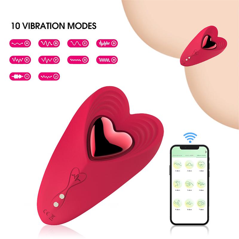 Heart Butterfly Shaped App Remote Control 10 Vibration Mode Clitoral Stimulator Wearable Vibrator With Strong Magnetic Clip