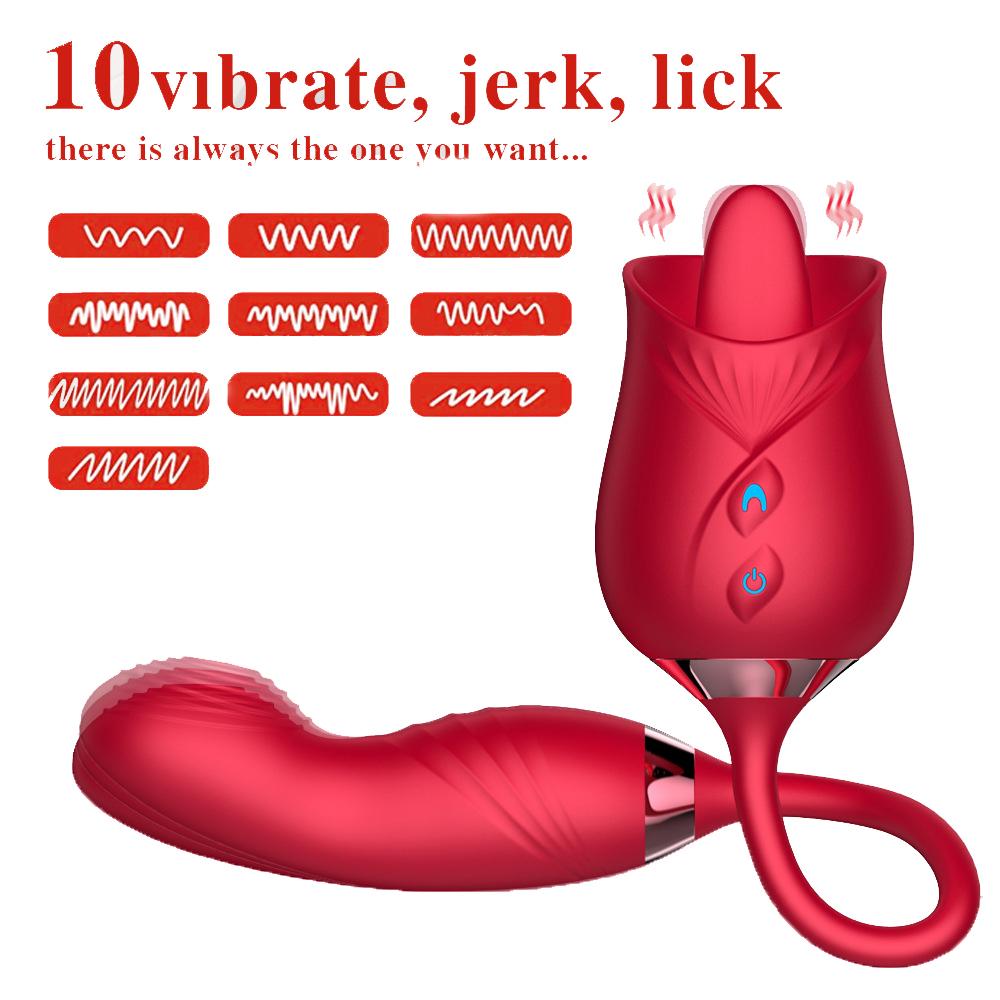 2 In 1 G Spot Flower Shape Clitoris Stimulator Rose Vibrating Eggs Love Egg Rose Vibrator With Ball For Women Sex Toys