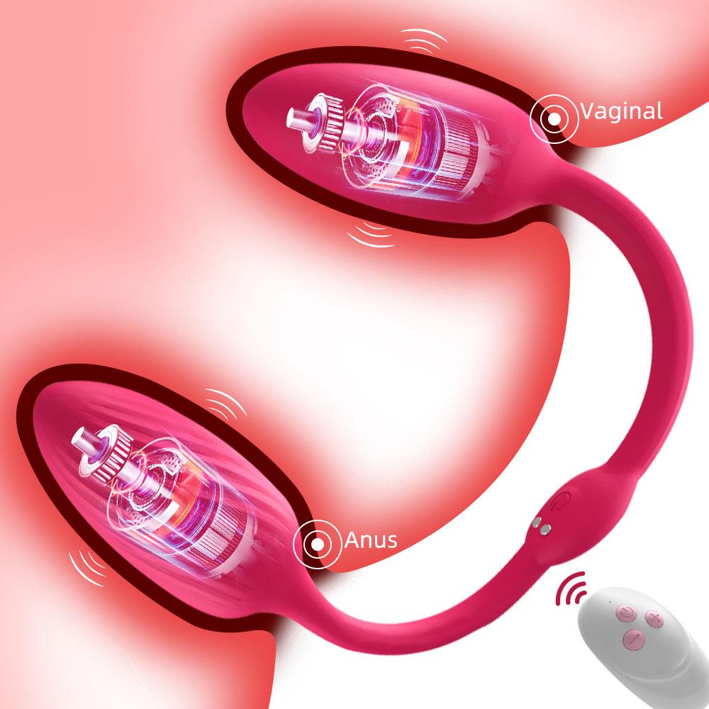 Female Masturbation Silicone Dual Vibrating Anal Pussy Girl Love Eggs Long Bullet Double Head Vibrators
