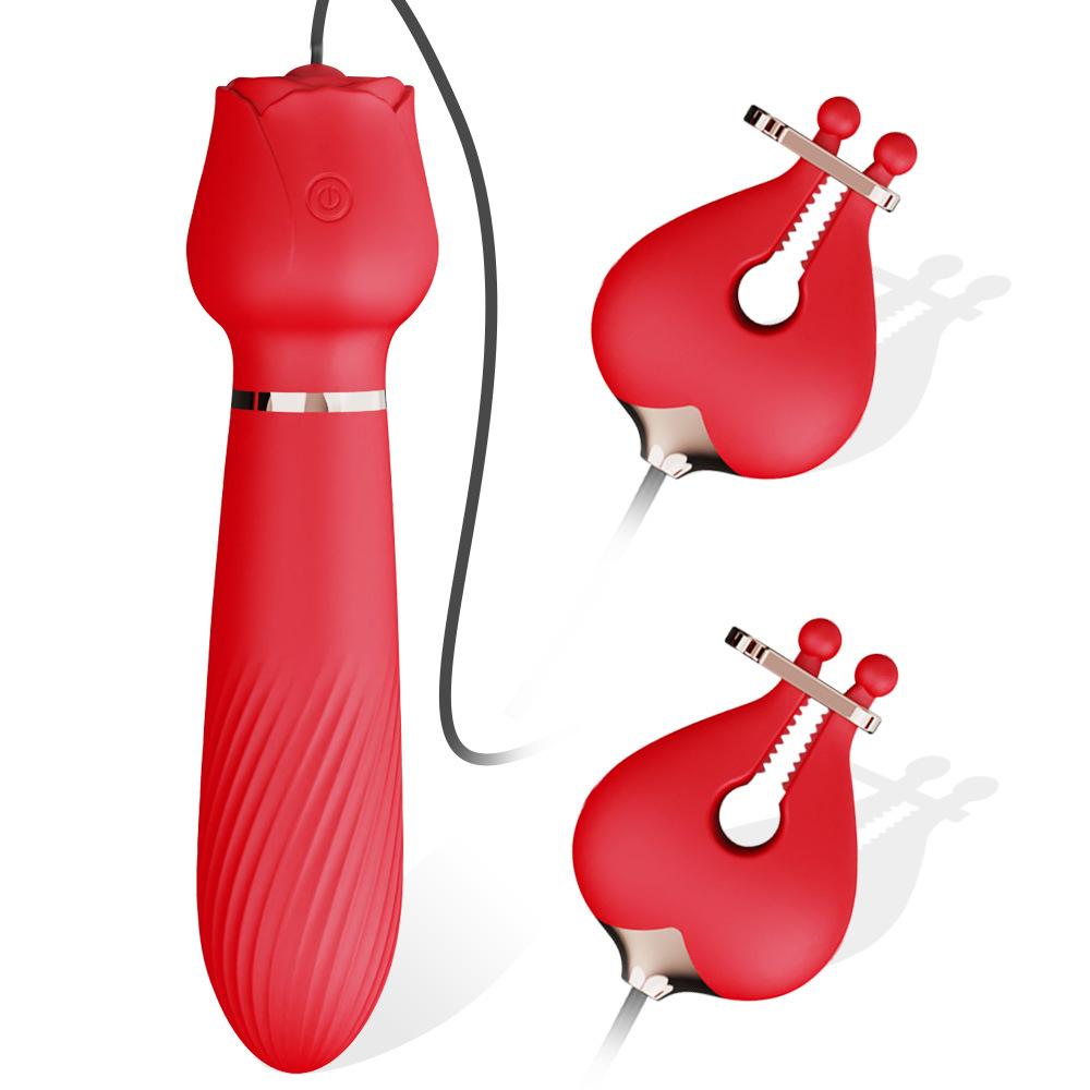 Wholesale Popular G Spot Massager Adult Sex Toy Clitoral Women Man Vibrator 2 In 1 Sex Toy Nipple Clip Electric Nipple Clamp