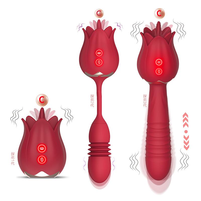  New Product Female Masturbator Suction Tongue Licking Vagina Massager Clitoris Stimulator Vibrator Rose Adult Sex Toy