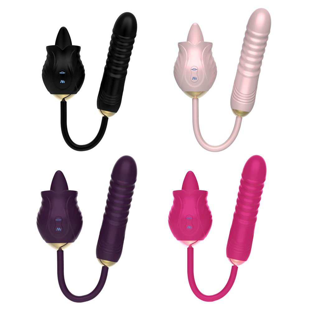 Hot Sale Girl Massager Clitoris Stimulator Rose Shape Silicone Dildo Vibrator For Purple Rose Vibrator Women And Dildo