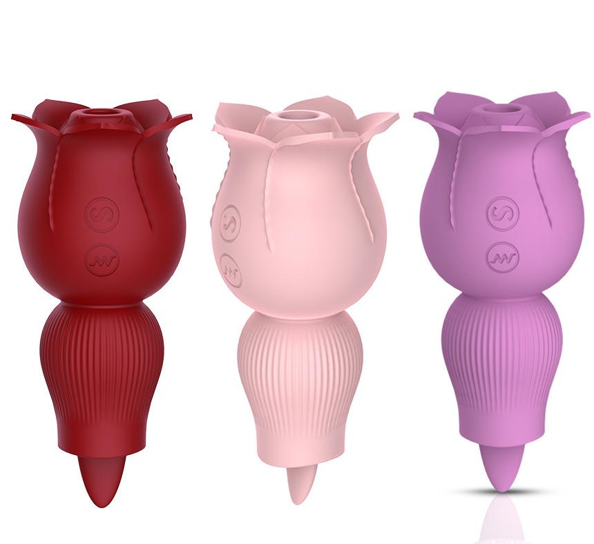  Hot Sale 3 In 1 Girl Masturbator Vagina Massager Clitoris Stimulator Suction Sexy Toys For Women Adult Sex Rose Vibrator
