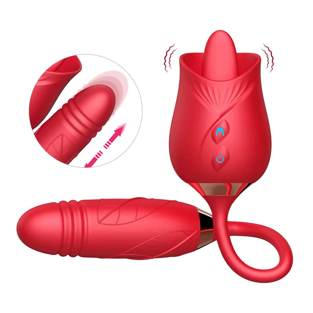  Female Strong Suction Vagina Stimulate Flower Vibrator Sex Toy Rose Vibrator With Tongue For Women Juguetes Sexuales