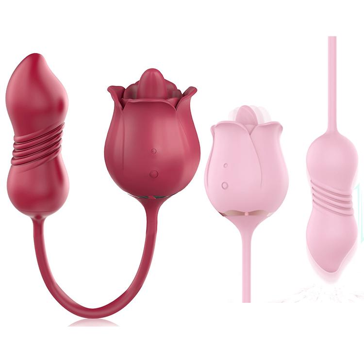  Custom Rose Stimulators For Female Women 2 In 1 Licking Clit Toy Rose Vibrator Tongue Licking Dildo Vibrator Rose