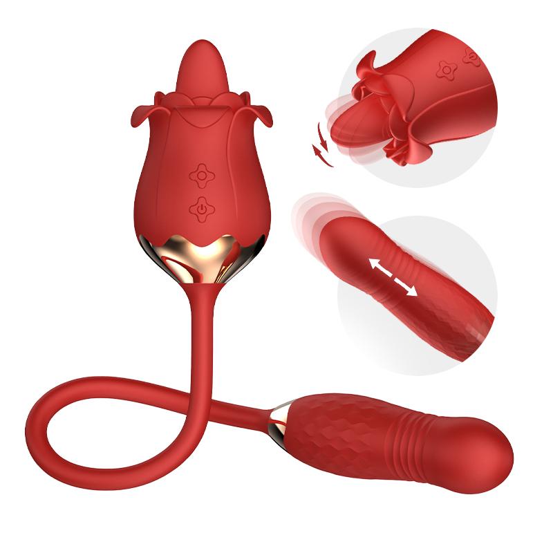  10 Frequency G-spot Clitoris Stimulate Couple Clitoris Stimulation Vibrating Telescopic Dildo Rose Vibrator For Women