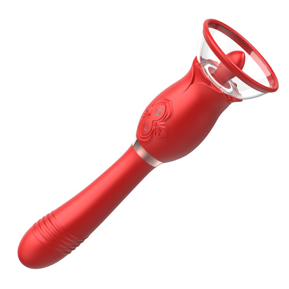  Woman Rose Multi-function Clitoris Stimulation G-spot Vibrator Wand Toys Case Tongue Friction Cups Clitoris And Nipples