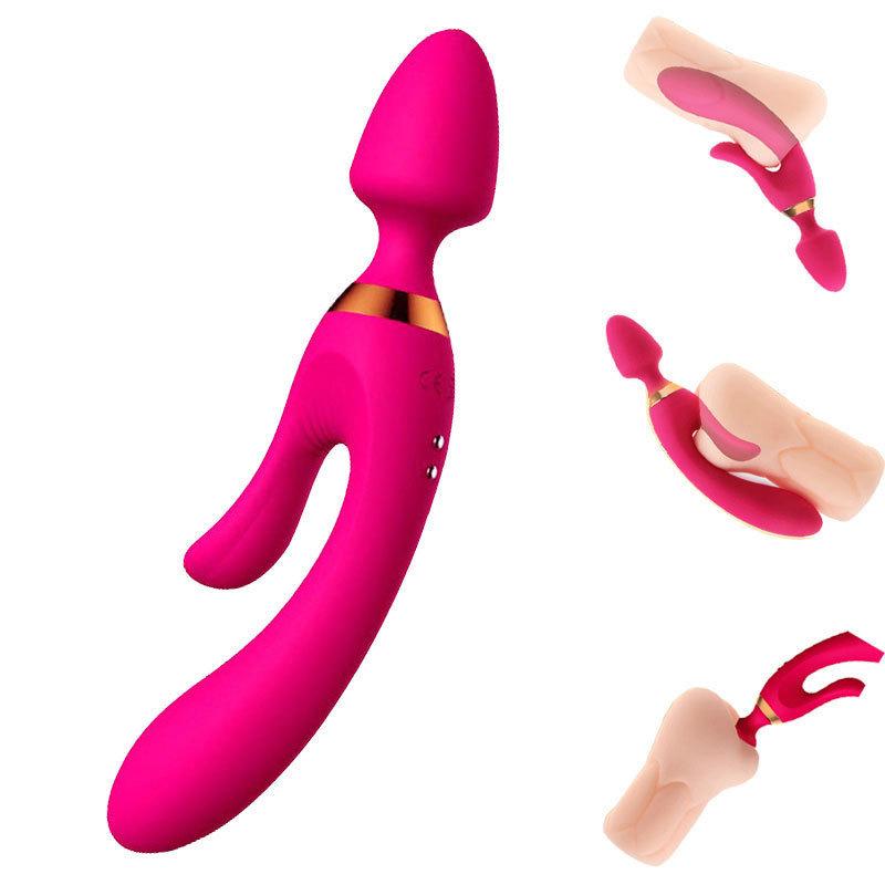  Triple Side Adult Lady Female Sex Toy Vibrating 3 Heads Vibrator For Woman