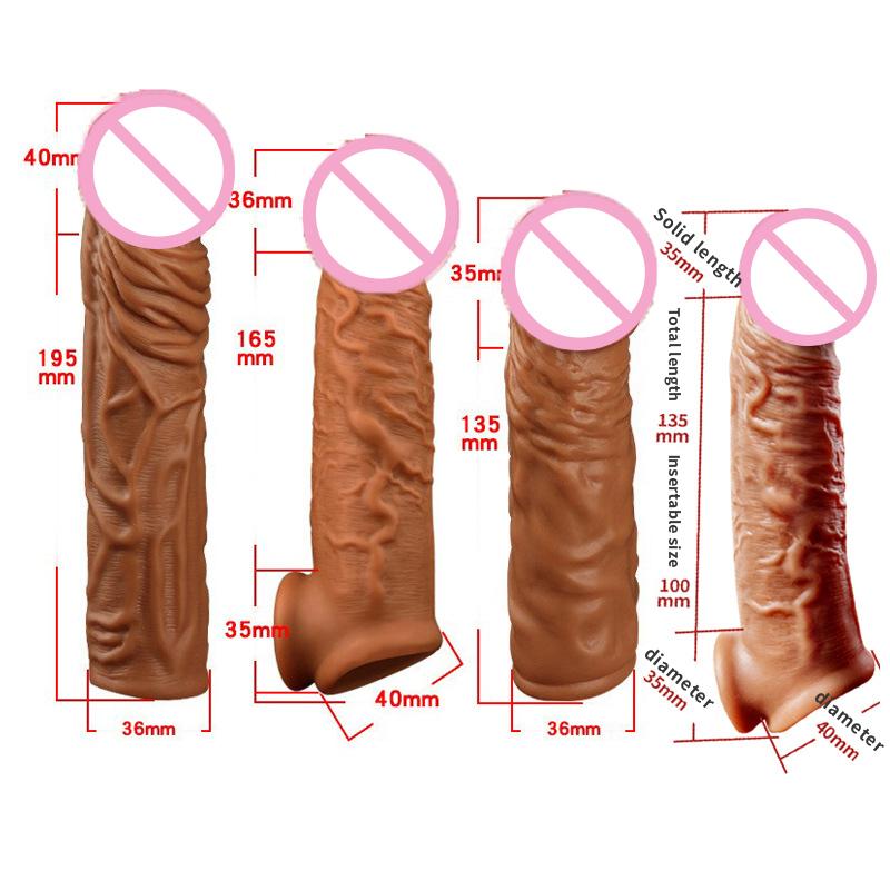  Penis Sleeve Reusable Condoms Sex Toys For Men Delay Ejaculation G Spot Contraception Cock Ring Extender