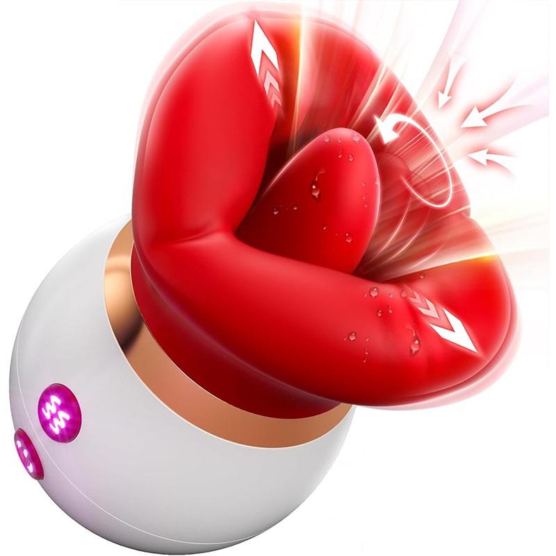 Wholesale Female Waterproof Good Quality 2 In 1 Rose Sex Toy Sucker Tongue Dildo Sucking And Licking Clitoral Stimulation