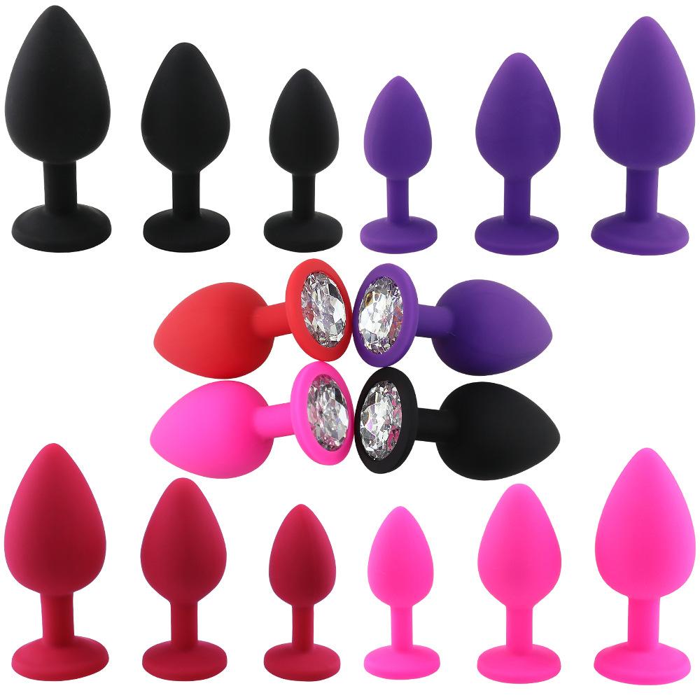  2024 Wholesale Popular Men Women 3 Size Diamond Sex Toy Silicone Anal Butt Plug Set