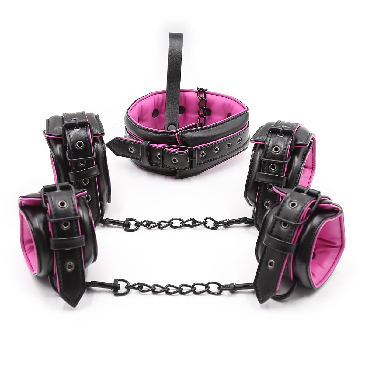 Fetish Slave Sex Toys Cuff Sets For Hand And Ankle Wrist Straps Collar Set